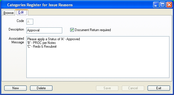 Category with Message and Action Requirring Return