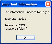 Supervisor Name and Password