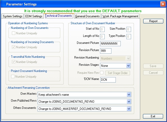 Technical Document Parameters