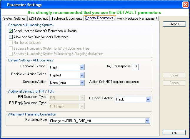 General Document Parameters