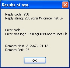 Successful SMTP Test Result 