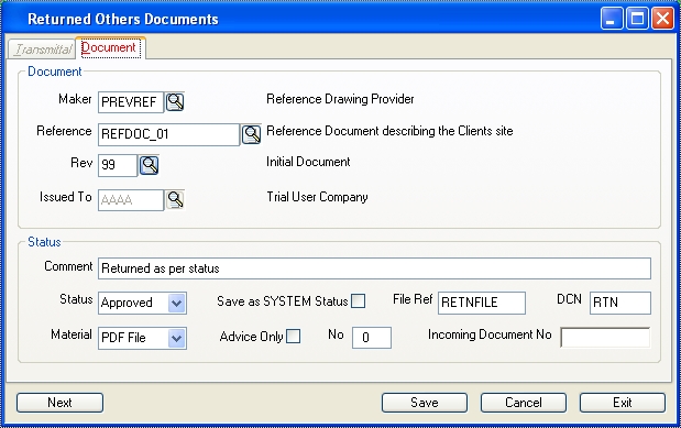 Others Document Returned