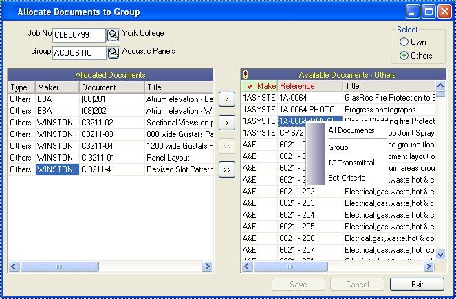 Allocation of Documents to Group