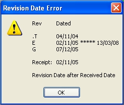 Revsion and Date "Out of Sequence" Warning
