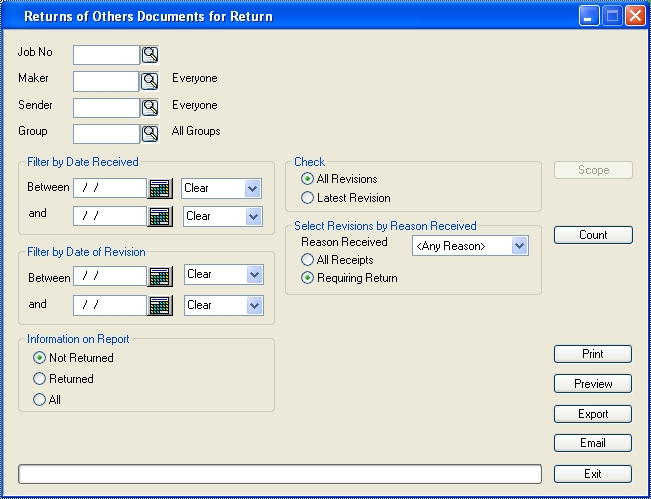 Specify Others Documents Requiring Return Report