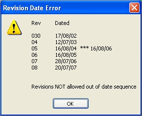 Revsion Date Out of Sequence Warning