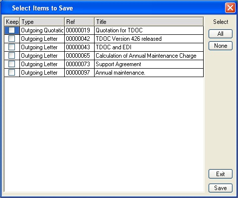 Select Links to Save
