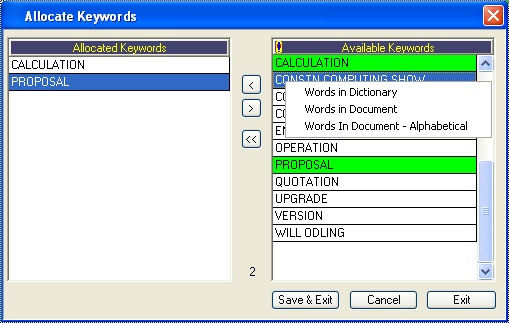 Add Keywords to Document