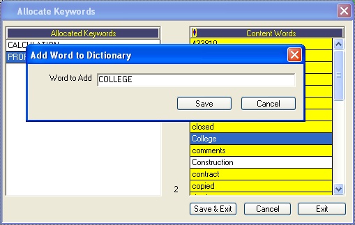 Add Document Keywords to Dictionary
